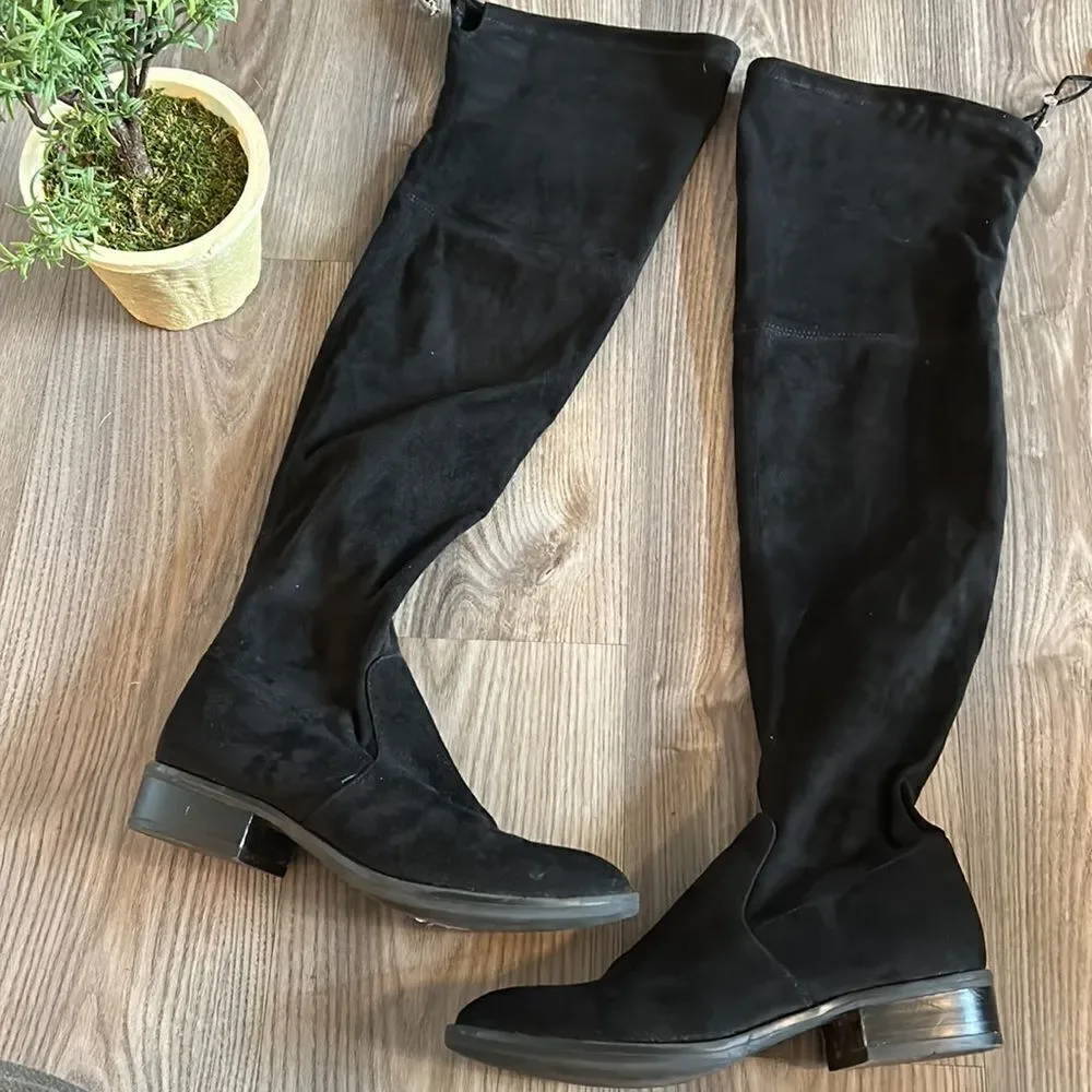 LIKE NEW SAM EDELMAN OTK PALOMA BLACK SUEDE BOOTS SIZE 7- RETAIL $398